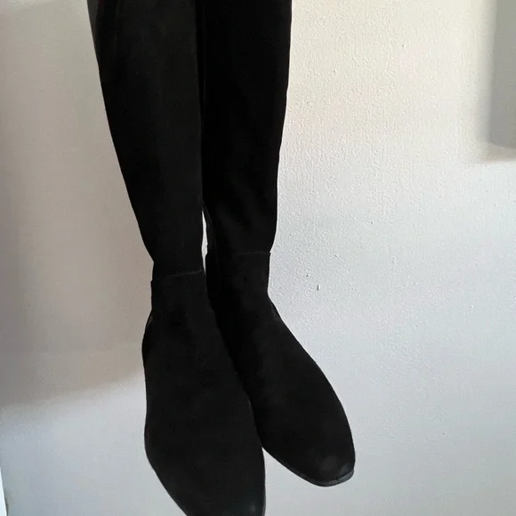 Aquatalia Boots Knee High Suede Leather Black Size 8.5 - Picture 5 of 12
